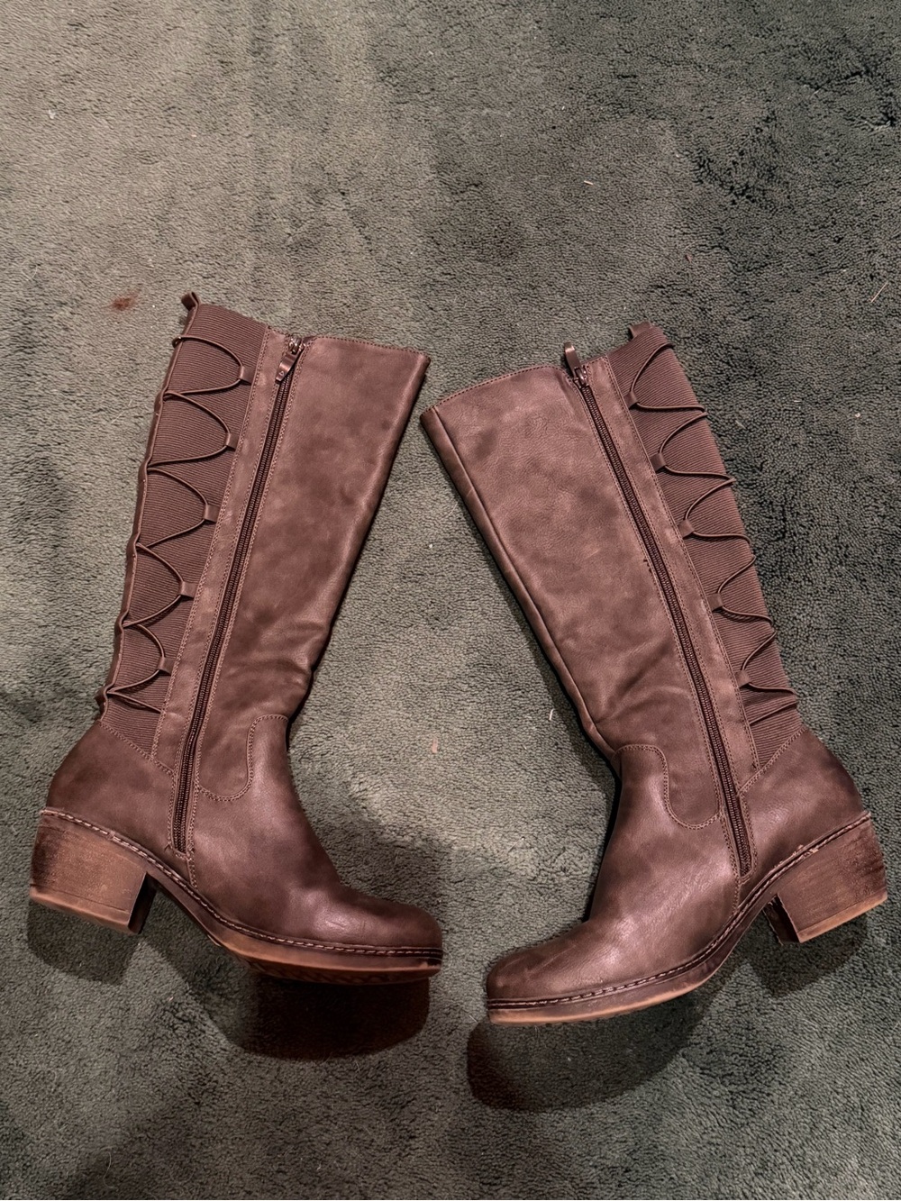 Source Unknown Brown Knee-High Block Heel Riding Boots